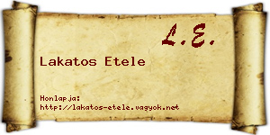 Lakatos Etele névjegykártya